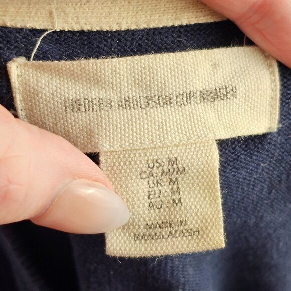 Fredrick Anderson Copenhagen Navy Blue & White Striped Sweater Sz M - Picture 6 of 8